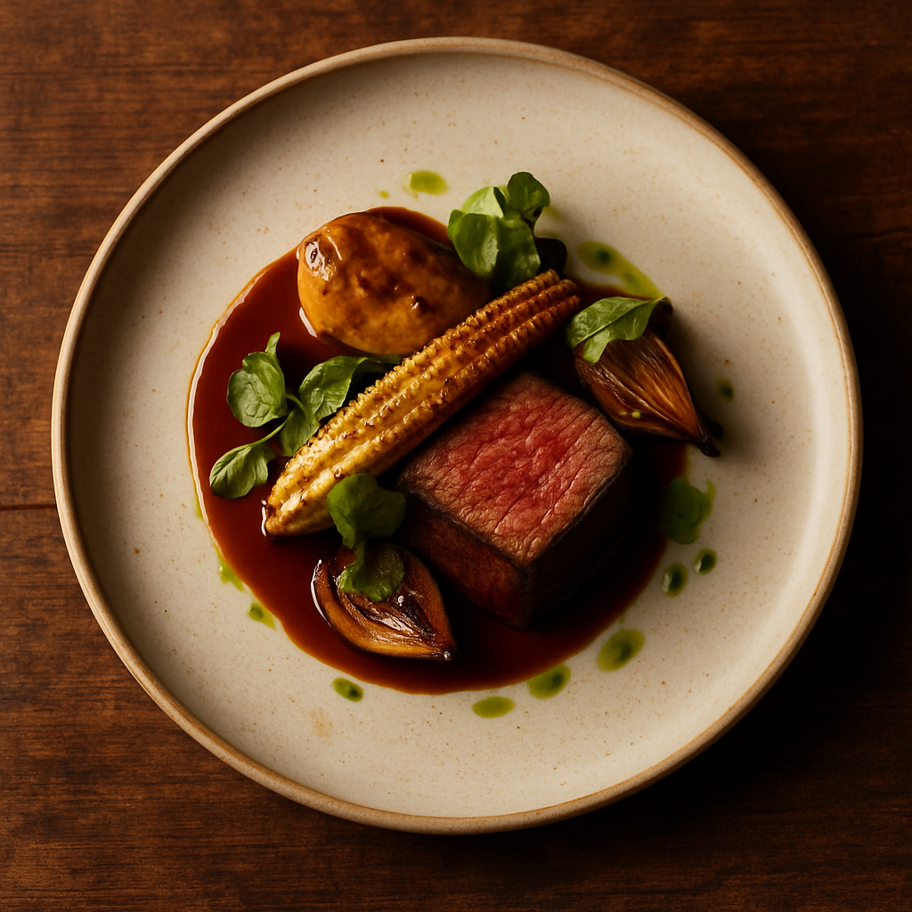Fotografía gastronómica de un plato gourmet con luz natural